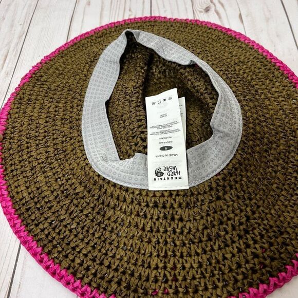 Mountain Hard Wear Brown Straw Paper Sun Hat Pink Rim Tie main image 6